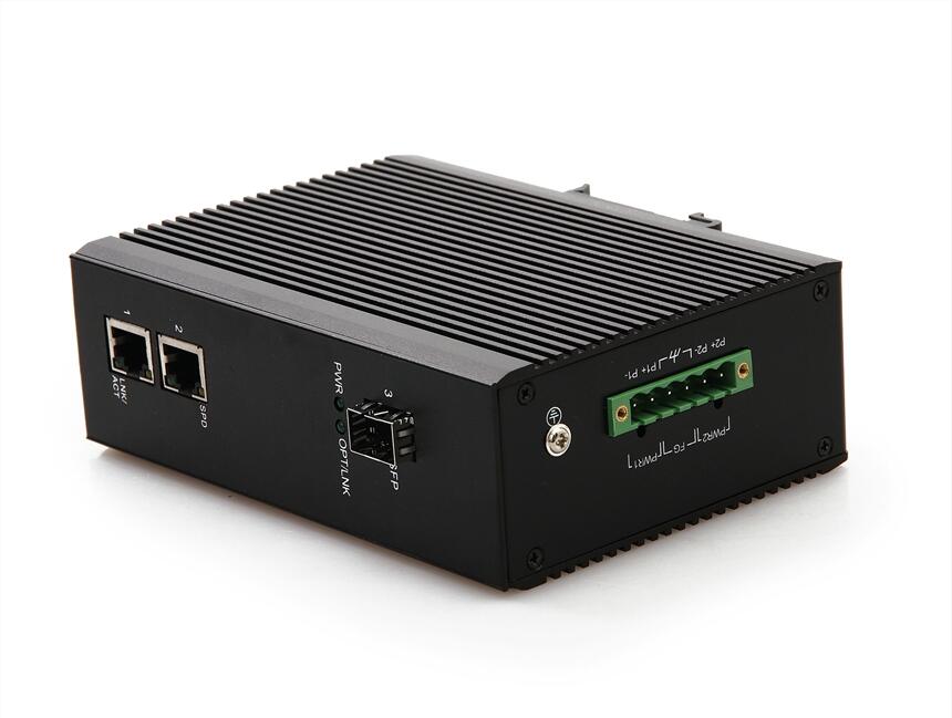 2口百兆工业级光纤收发器导轨式hy5700-5512f-sc20